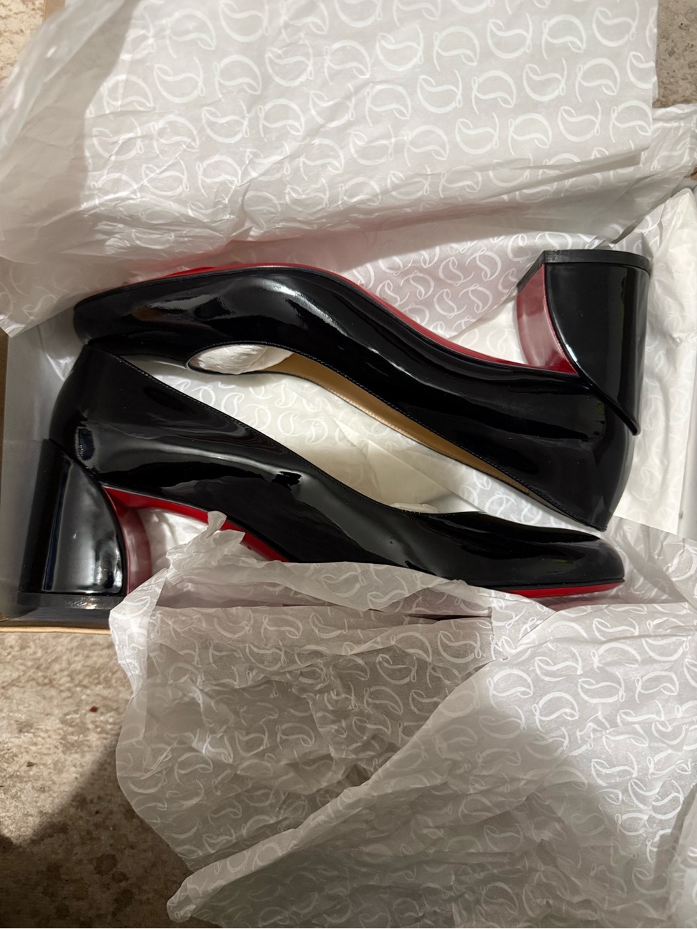 Christian Louboutin miss sab 55 Black Patent Block Hee
